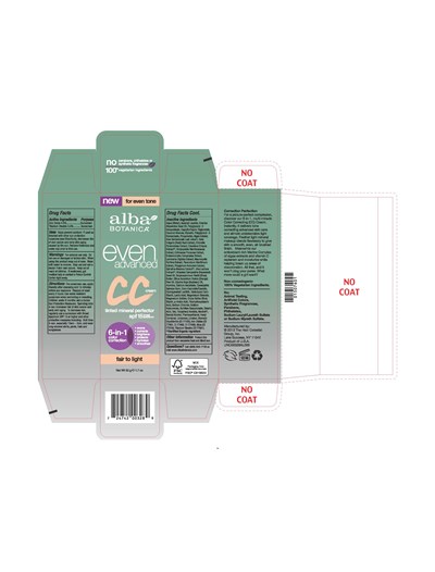 carton label - Alba Even Advanced Mineral CC Cream Fair to Light SPF15 carton label